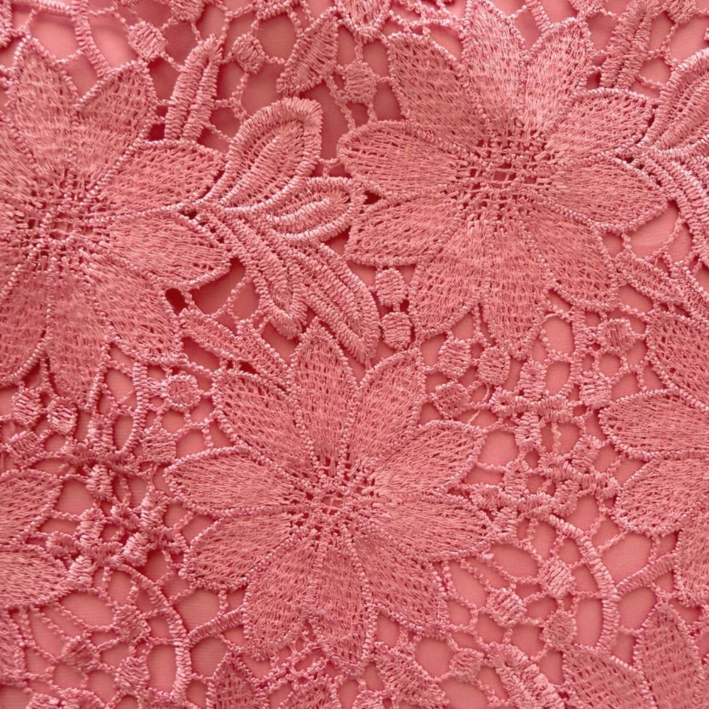 White House Black Market Coral Floral Lace Off Shoulder Top‎ 14P Romantic - Picture 5 of 7